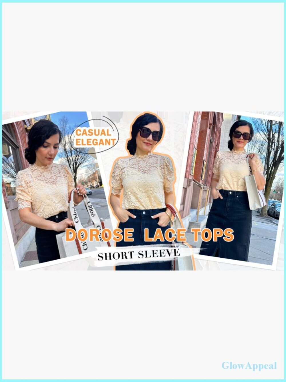 Women's Lace Floral Long Sleeve Blouse Dressy Casual Mock Neck Shirt - Picture 7 of 7